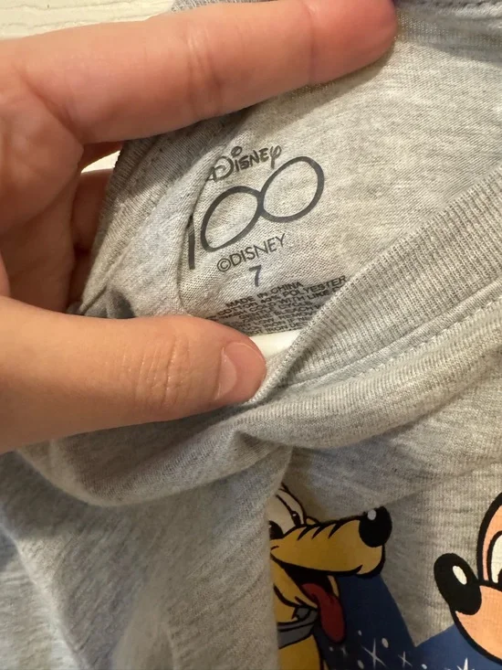 Disney Gray Kids' 100 Years of Wonder Mickey & Pluto Tee sz 7 - Picture 4 of 4